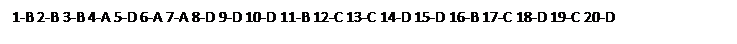 Text Box: 1-B 2-B 3-B 4-A 5-D 6-A 7-A 8-D 9-D 10-D 11-B 12-C 13-C 14-D 15-D 16-B 17-C 18-D 19-C 20-D